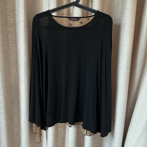 Black Long Sleeve T-shirt with Polka Dot Back - Picture 2 of 4